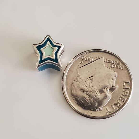 Chamilia Sterling Silver Small Star Charm Spacer with Blue and Green Accents - Picture 4 of 4